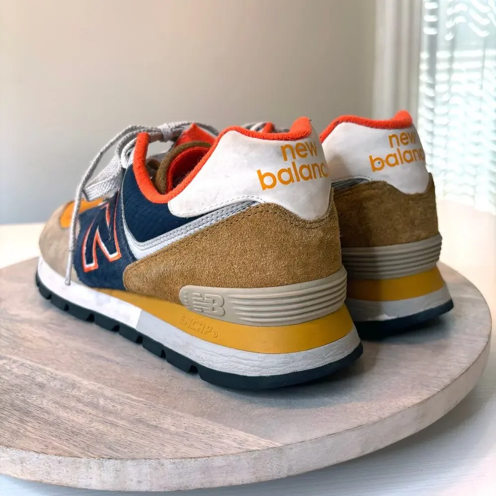 New Balance 574 Rugged ML574DWP Brown Navy Orange Men's Size 11.5 Sneakers